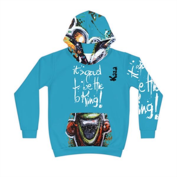 Sweat à capuche enfant graffiti coloré signé Kaza, style unique et ludique pour garçons et filles
