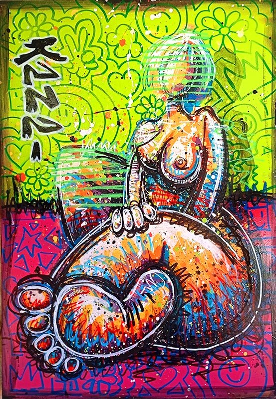 🚨 NOUVELLE LOLA : “moins de sucre, plus de couleurs” 🚨😈🎨 Je vous présente le tout début d’une nouvelle série Lola. Plus explosive, plus émotionnelle… et clairement pas venue pour rester discrète. 🔥🌈 Ici, c’est ma vision de la féminité : 💃 sensualité, ⚡ énergie, ❤️ émotion, avec une Lola qui prend toute la place (et qui aime ça). 🎨 Technique mixte : bombe, feutre, acrylique 🪵 Support bois 📏 70 x 100 cm